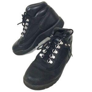 Timberland Field - Boy's Size 4 -Black Leather Trail Hiking Boots - 15906 - 3730